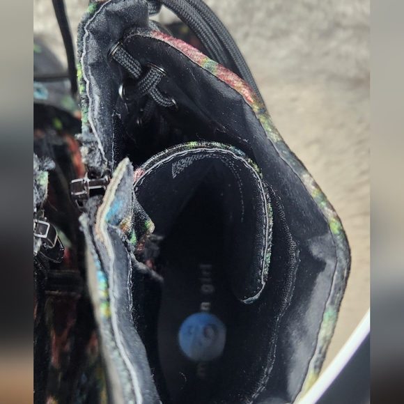 Madden Girl Size 6.5 Floral Velvet Lace-Up Boots Black Velvet Like Material - Picture 4 of 6